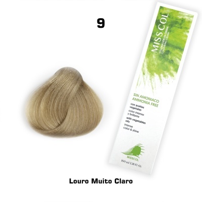 Pacote de tintura de cabelo MISS COL com amostra de cabelo loiro muito claro