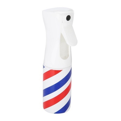 Atomizador plástico com padrão em espiral vermelho, azul e branco