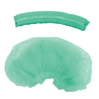 Touca descartável verde com faixa elástica