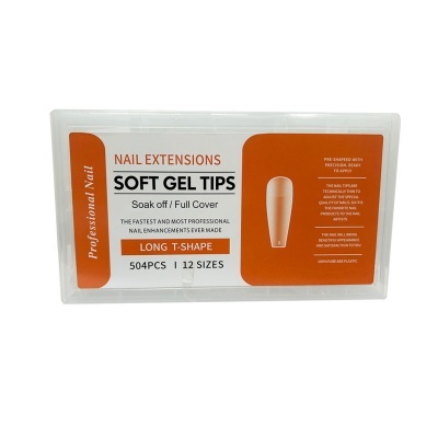 Estojo de extensões de unhas Soft Gel Tips em branco e laranja