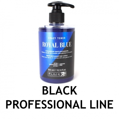 Frasco de toner azul Royal Blue com doseador e rótulo em azul e branco.