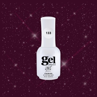 Frasco branco de verniz gel profissional JNC com número 133 na tampa