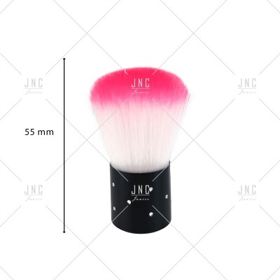 Pincel de maquilhagem com pêlos rosa e branco e cabo preto