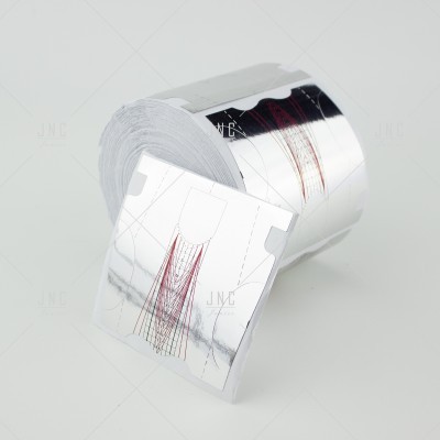 Rolo de moldes para unhas em gel com superfície espelhada e desenhos em vermelho e preto