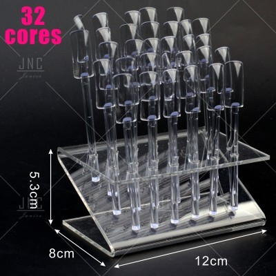 Suporte transparente para verniz com 32 paletes em plástico