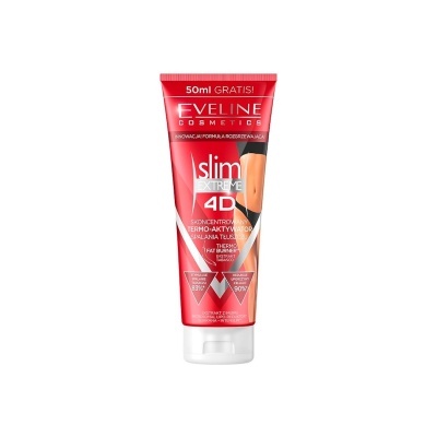 Tubo vermelho de creme 'slim XTREME 4D' da Eveline Cosmetics