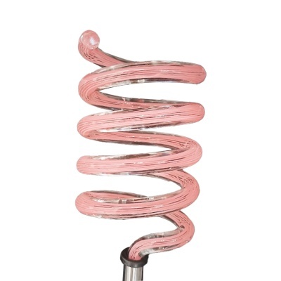 Mola espiral metálica rosa com acabamento brilhante