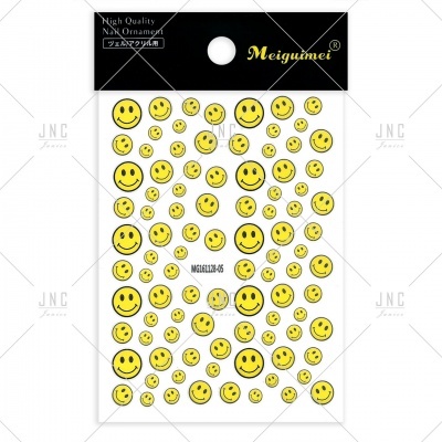 Folha de autocolantes de caras sorridentes amarelas em embalagem preta