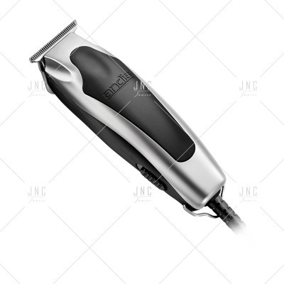 máquina de cortar cabelo metálica prateada e preta com cabo elétrico