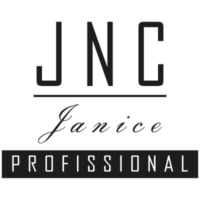 Logotipo preto e branco com as palavras JNC, Janice e PROFISSIONAL