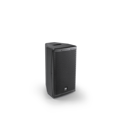 Coluna de som preta com grelha perfurada e logo 'dB Technologies'