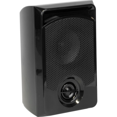 Coluna de som preta retangular com grelha perfurada