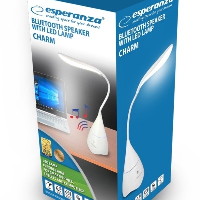 Caixa de altifalante Bluetooth com candeeiro LED branco com braço flexível