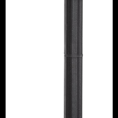 Coluna de som portátil preta com torre de alto-falantes