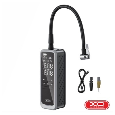 Bomba de ar elétrica portátil com acessórios e ecrã digital XO