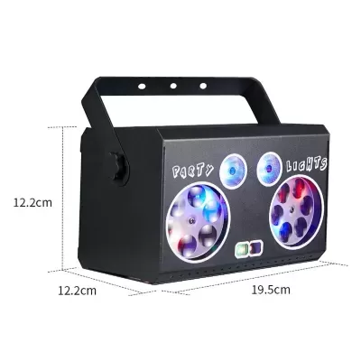 Luz de festa preta com luzes coloridas e texto PARTY LIGHTS