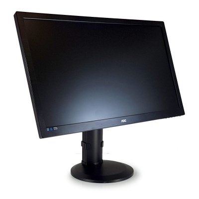Monitor de computador AOC preto com suporte circular