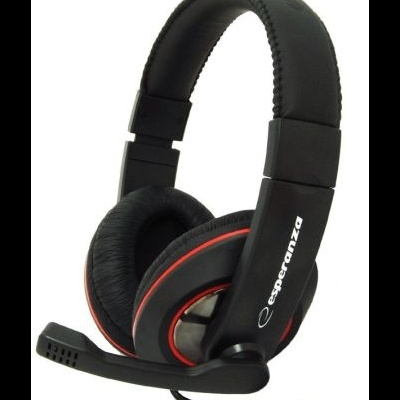 Auricular com microfone Esperanza preto e vermelho com cabo