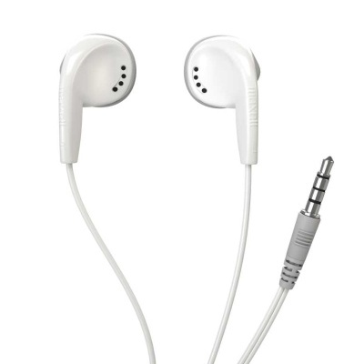 Auriculares brancos com fio e conector jack 3,5 mm