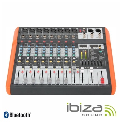 Mesa de mistura áudio Ibiza Sound com 8 canais e Bluetooth