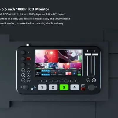Monitor LCD preto NeoLive R2 de 5,5 polegadas com botões e ecrã colorido