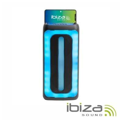 Coluna de som portátil Ibiza Sound com luzes LED azuis