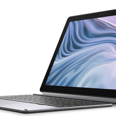 Computador portátil prateado 2 em 1 com ecrã tátil destacável e teclado preto