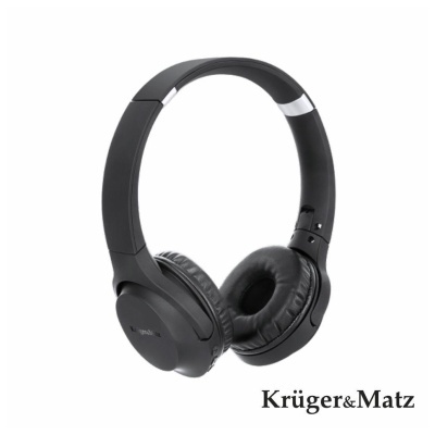 Auscultadores over-ear pretos com almofadas macias e marca Kruger&Matz