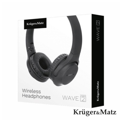 Caixa de auscultadores wireless pretos Krüger&Matz WAVE 2