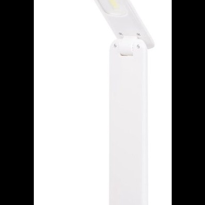 Candeeiro de secretária LED branco dobrável com base larga e botão de ligar