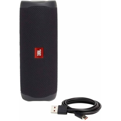 Coluna portátil preta JBL com cabo USB