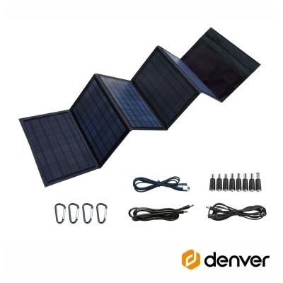 painel solar dobrável com acessórios e logótipo Denver