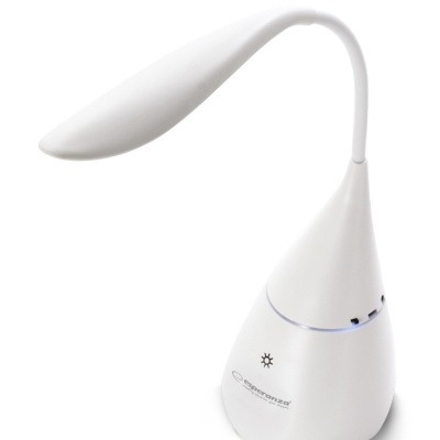 Candeeiro de secretária flexível branco com base triangular