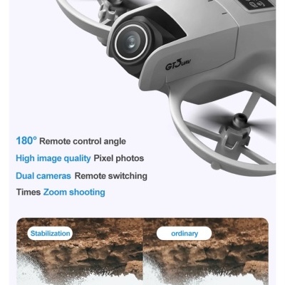 Drone cinza com duas câmeras e texto GT3 UAV