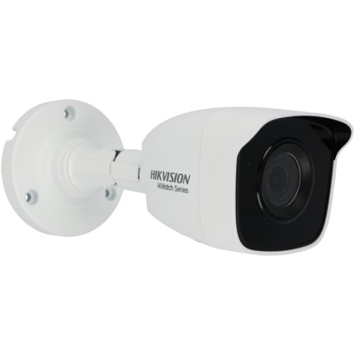 Câmaras Bullet exterior e interior 1MP Câmara de vigilância Hikvision branca com lente preta e suporte de fixação