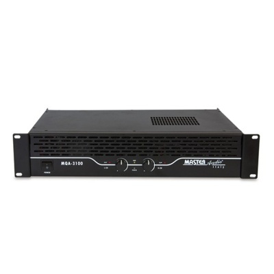 Amplificador preto Master Audio MQA-3100 com botões e ventilação frontal