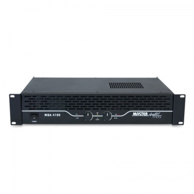 Amplificador de áudio preto Master Audio MQA-4100 com botões frontais e ventilação superior