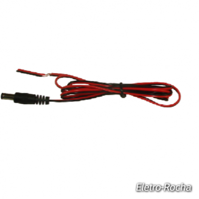 Cabo elétrico vermelho e preto com conector e fios expostos