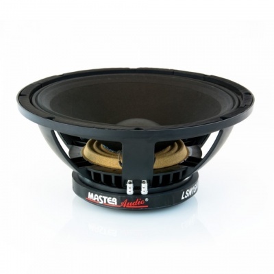 Coluna de som Master Audio LSMW15 preta com estrutura metálica e cone flexível