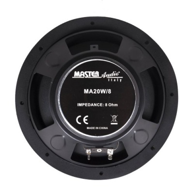 Altifalante preto MASTER Audio Italy MA20W/8 com texto e estruturas metálicas
