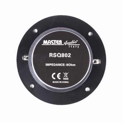 Altifalante redondo preto MASTER Audio RSQ802 com etiquetas brancas