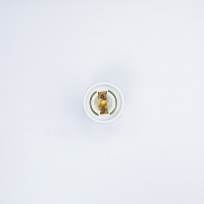 Conector de soquete branco com contatos metálicos dourados no centro