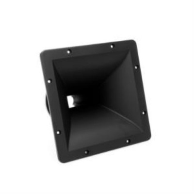 Refletor preto quadrado com oito parafusos visíveis