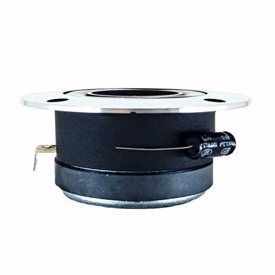 Altifalante de tweeter circular com caixa preta e borda cromada