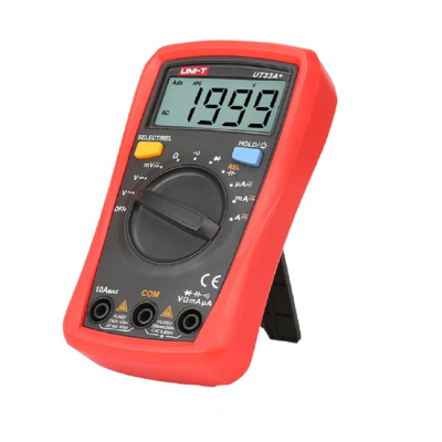 Multímetro digital UNI-T UT33A+ vermelho e preto com mostrador 1999