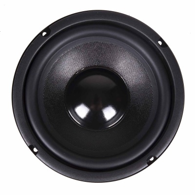 Coluna de som redonda preta com cone texturizado