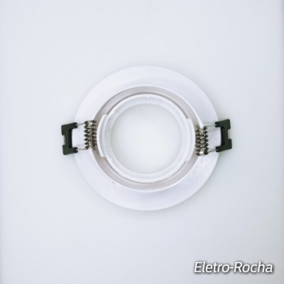 Suporte de lâmpada branco redondo com molas e suportes pretos