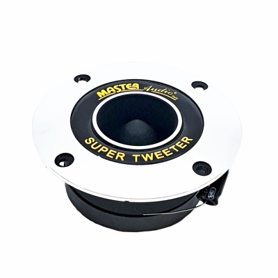 Tweeter Master Audio Italy branco e preto com texto amarelo