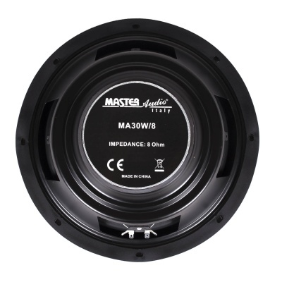 Coluna de som preta redonda Master Audio MA30W/8 com etiqueta central preta e branca