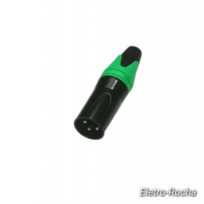 Conector XLR preto e verde